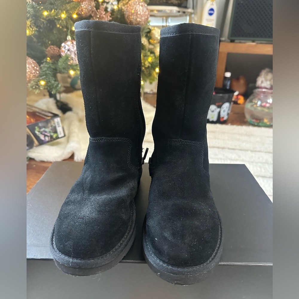 UGG Black Suede Zipper Boots